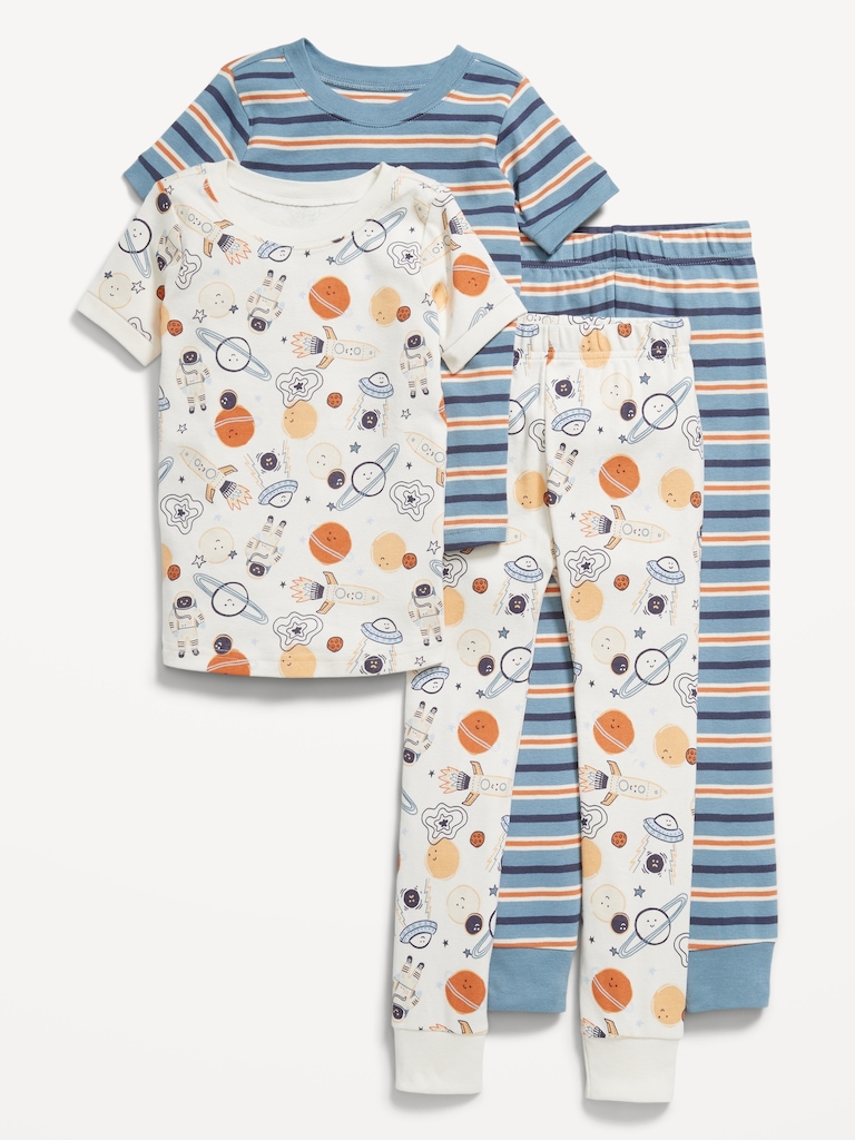 Snug-Fit Printed Pajama 4-Piece for Toddler & Baby