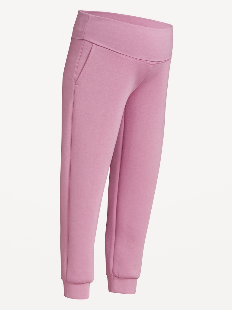 Maternity Bounce Fleece Rollover-Waist Jogger Sweatpants