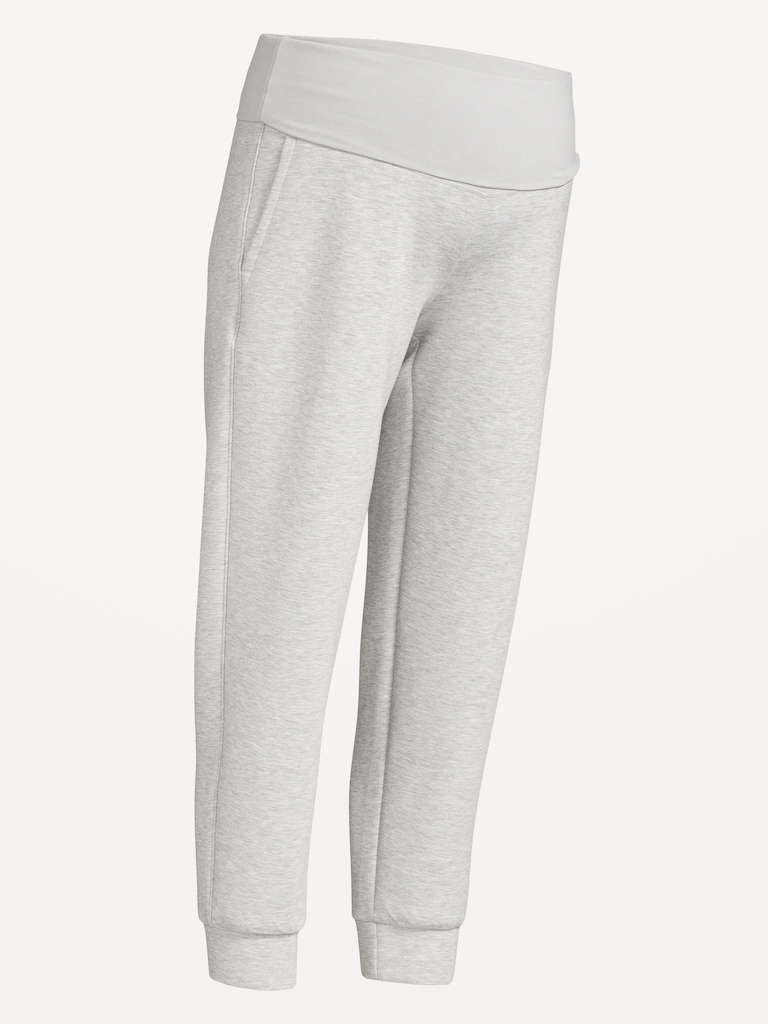 Maternity Bounce Fleece Rollover-Waist Jogger Sweatpants