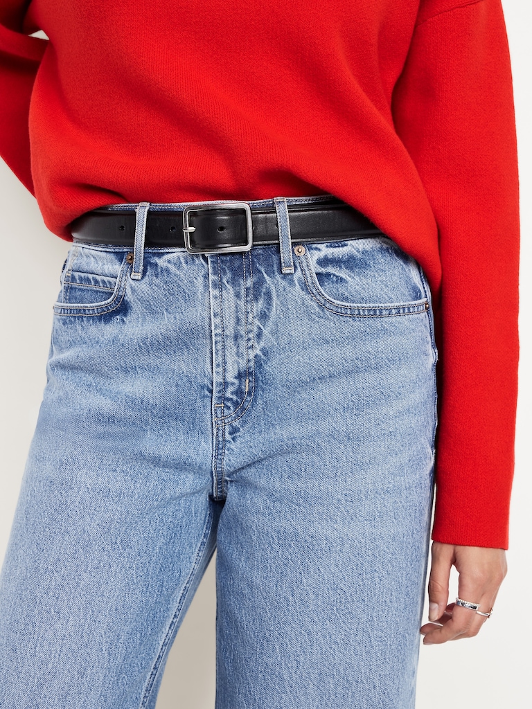 Extra High-Waisted Cuffed Wide-Leg Jeans