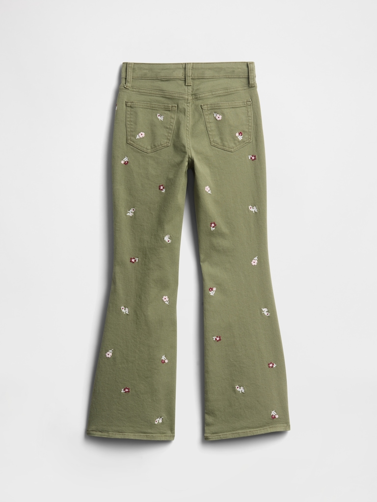 Kids High Rise Embroidered '70s Flare Jeans