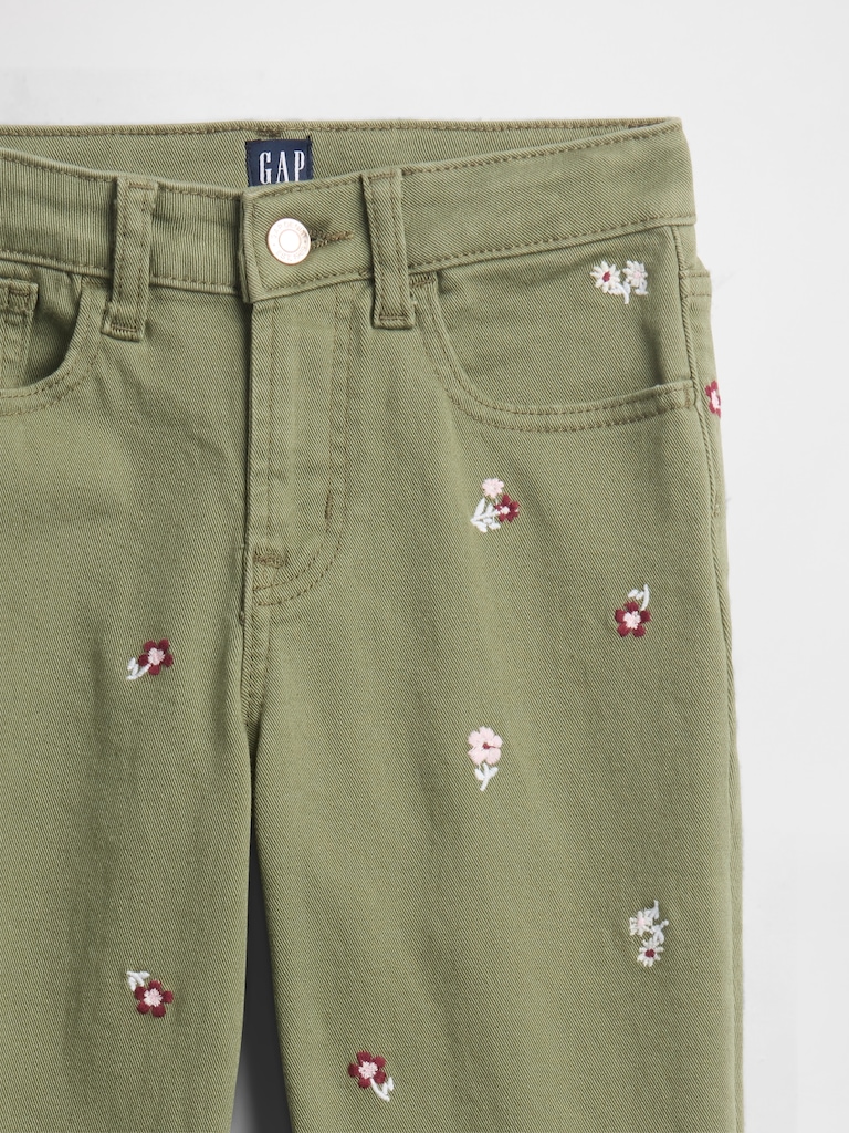 Kids High Rise Embroidered '70s Flare Jeans