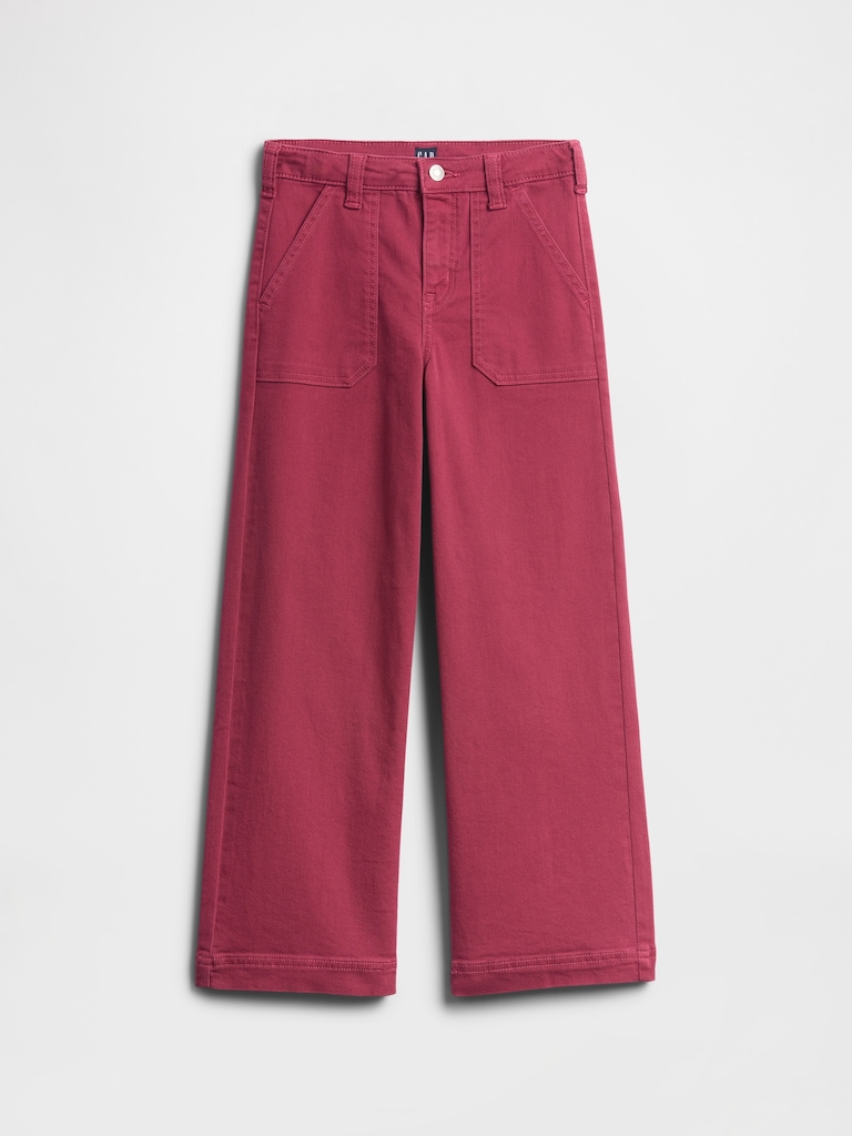 Kids High Rise Utility Wide-Leg Jeans