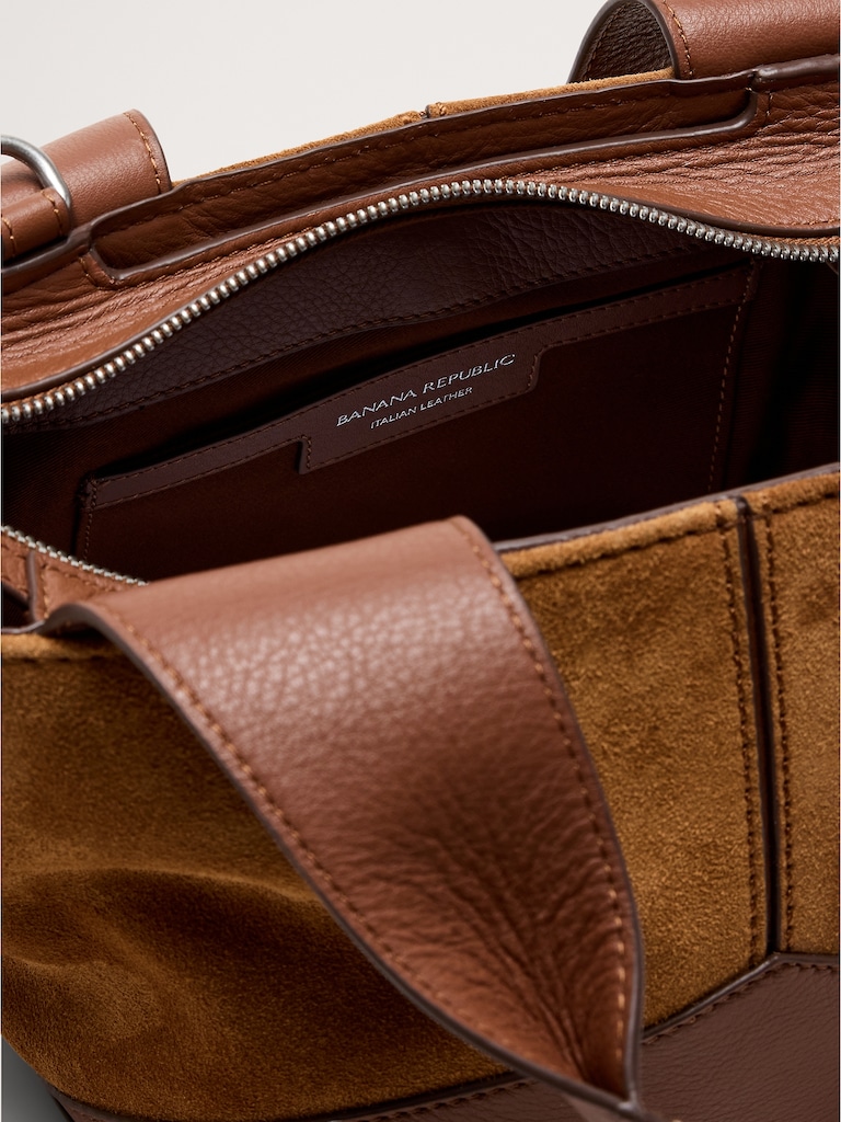 Leather & Suede Mini Zip Tote