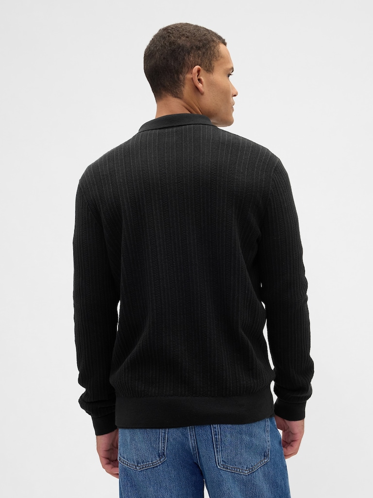 Textured Sweater Polo Shirt