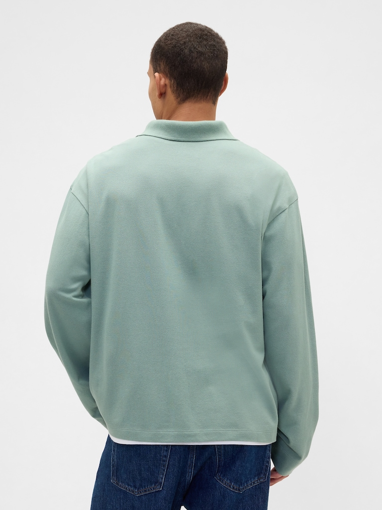 Boxy Stretch Pique Polo Shirt