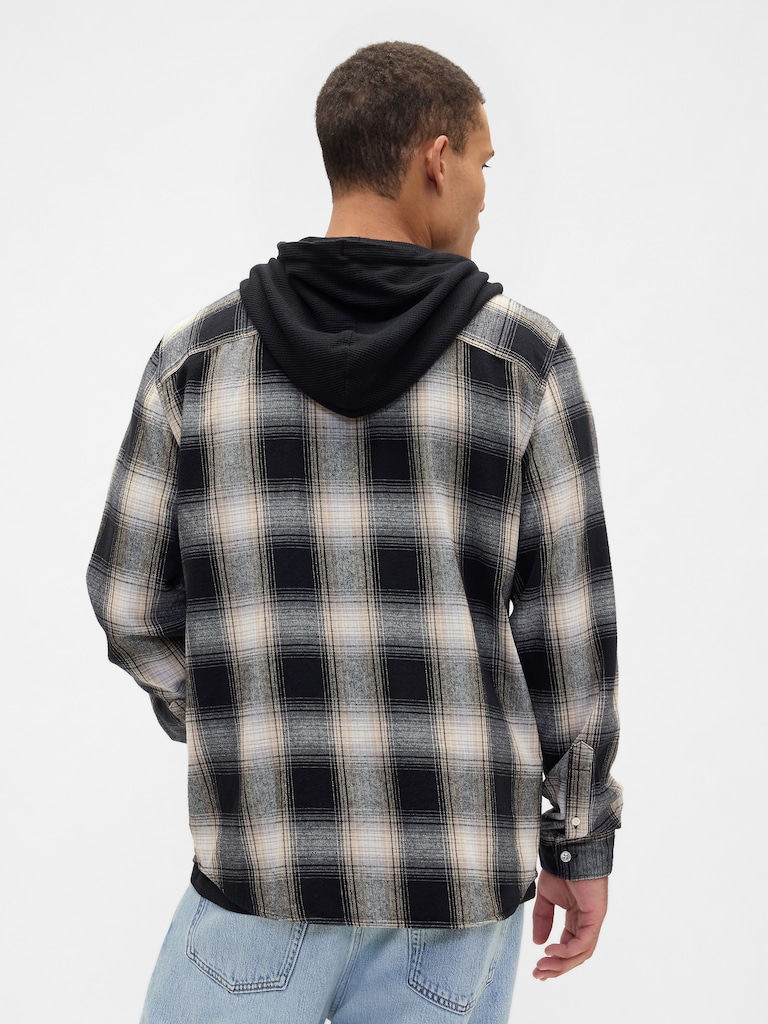 Hooded Flannel Shirt in Standard Fit