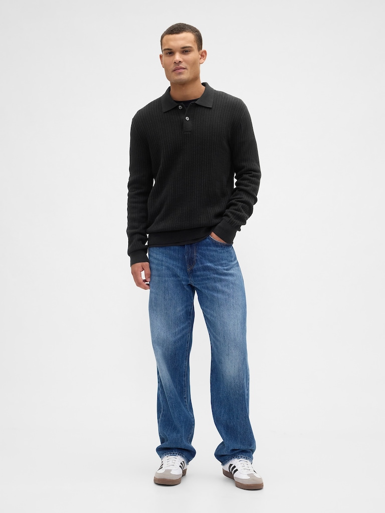 Textured Sweater Polo Shirt