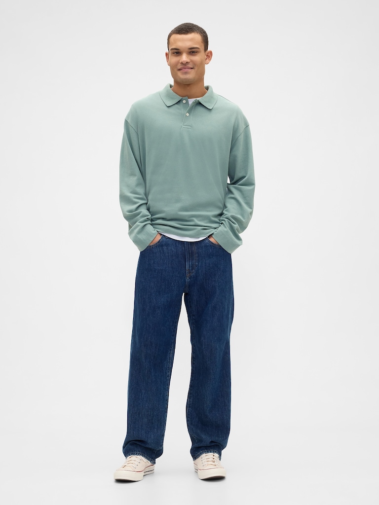 Boxy Stretch Pique Polo Shirt