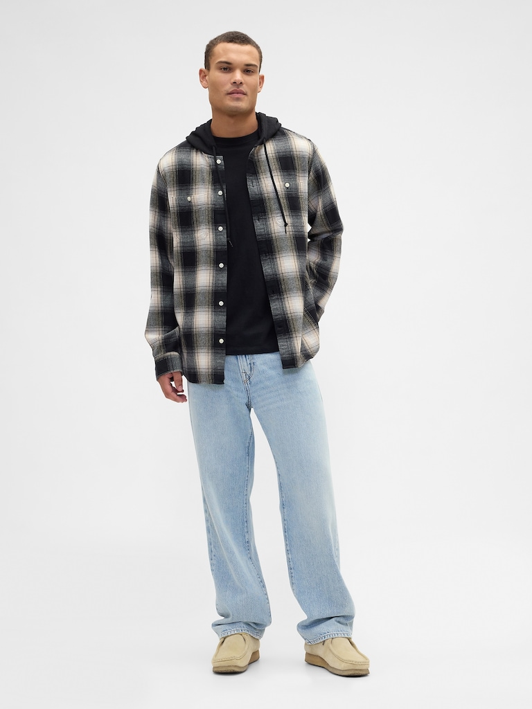 Hooded Flannel Shirt in Standard Fit