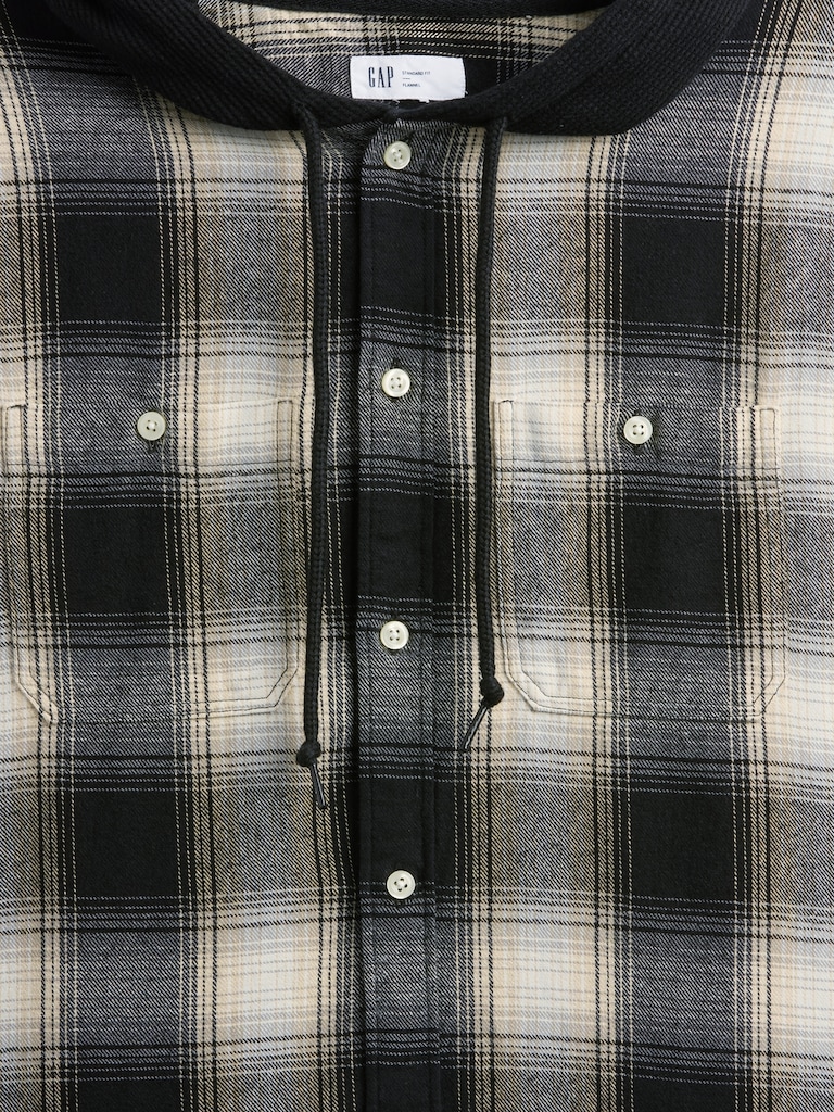 Hooded Flannel Shirt in Standard Fit