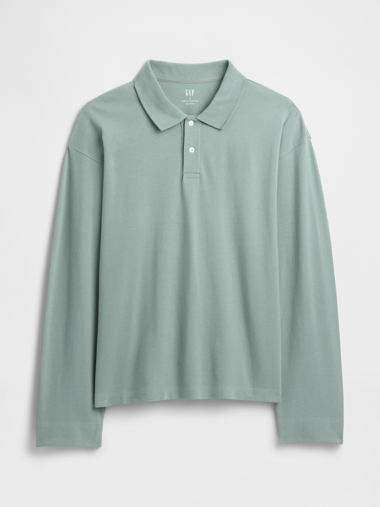 Boxy Stretch Pique Polo Shirt