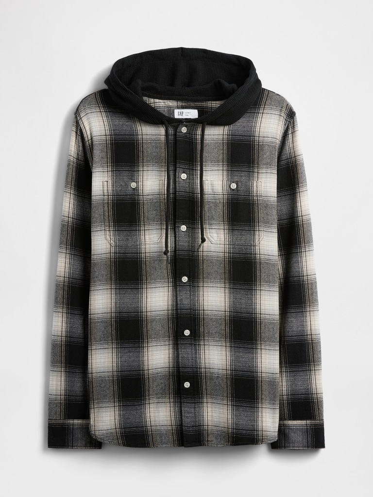 Hooded Flannel Shirt in Standard Fit