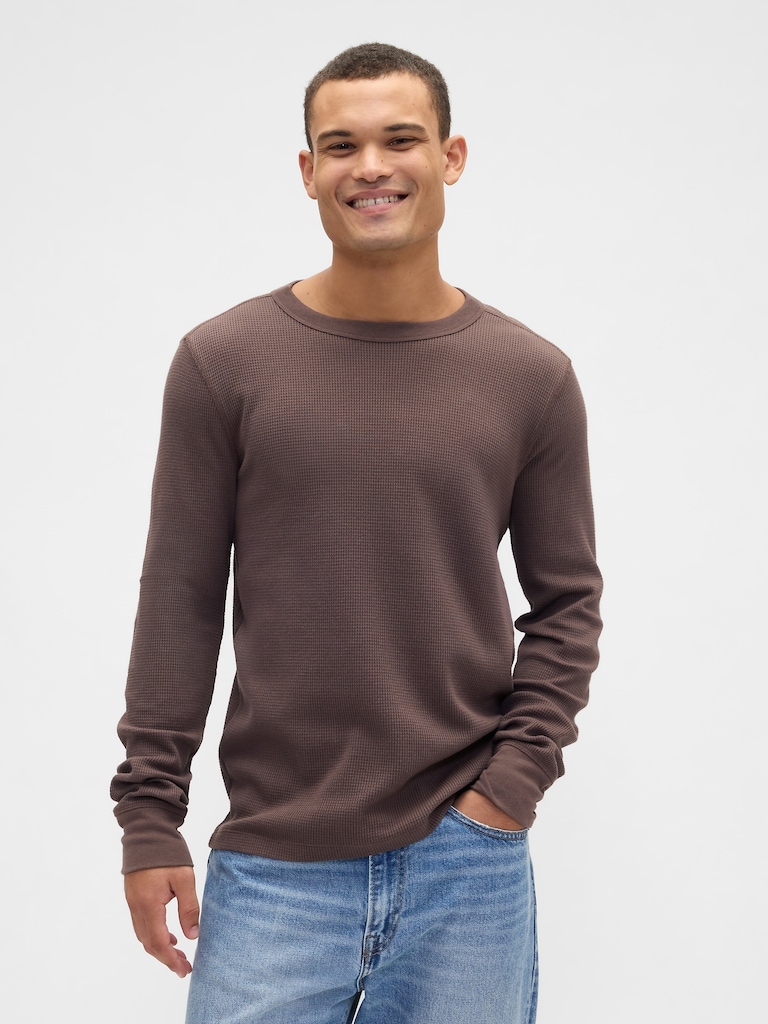 Waffle-Knit Crewneck T-Shirt