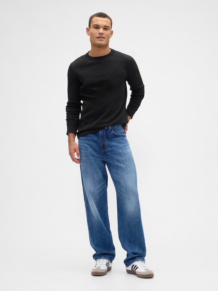 Waffle-Knit Crewneck T-Shirt