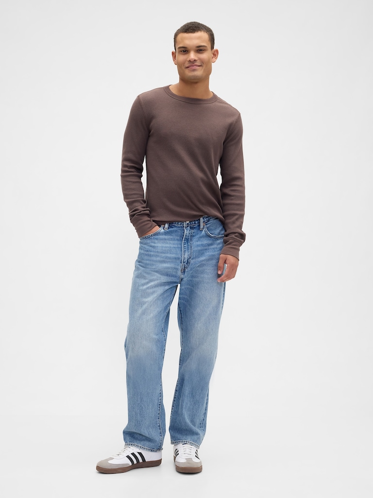 Waffle-Knit Crewneck T-Shirt