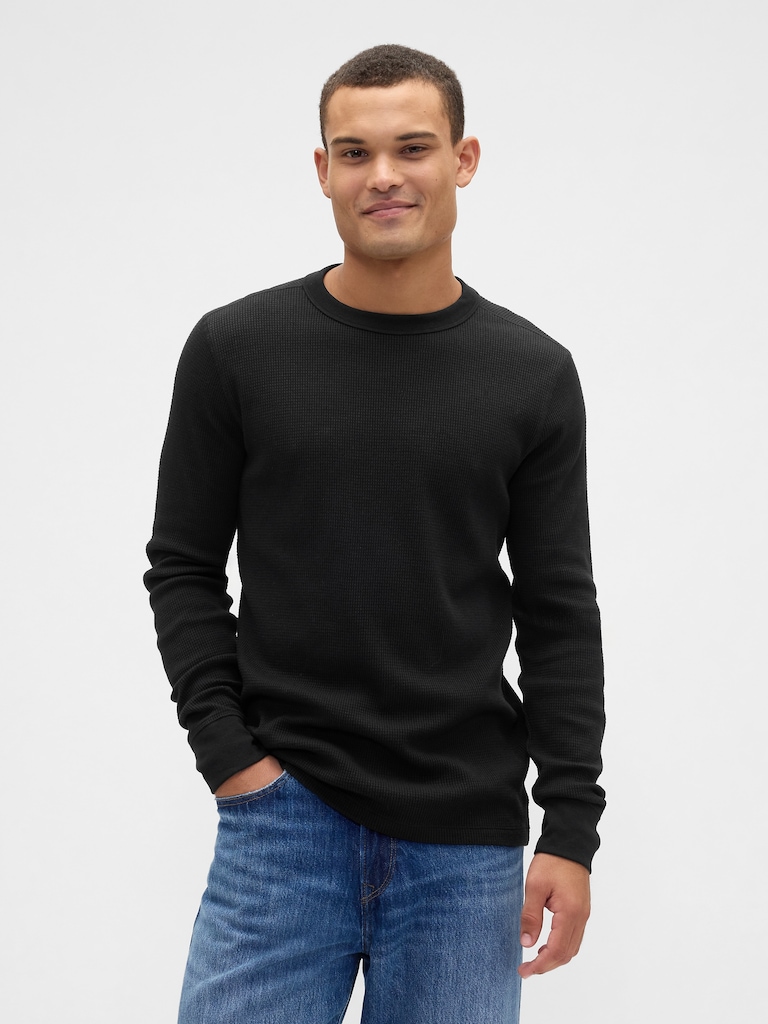 Waffle-Knit Crewneck T-Shirt
