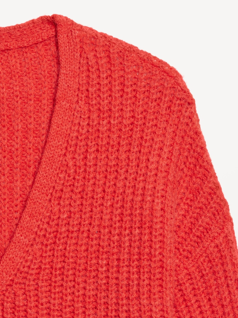 Wool-Blend Shaker-Stitch Cardigan Sweater