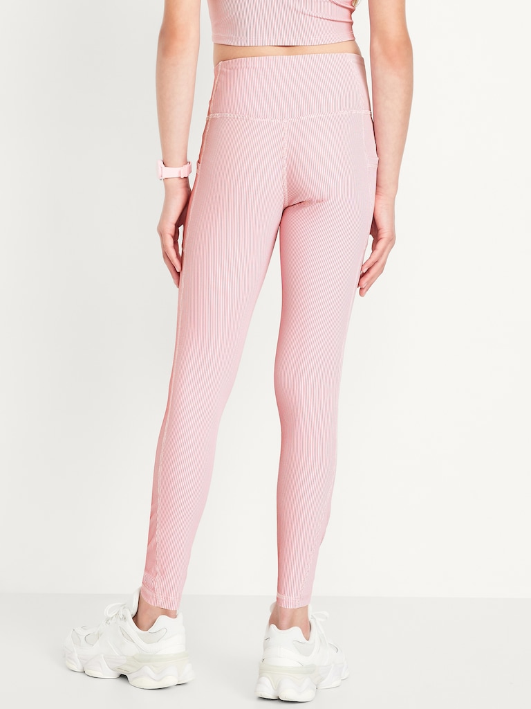 High-Waisted PowerSoft Ribbed Performance 7/8 Leggings for Girls