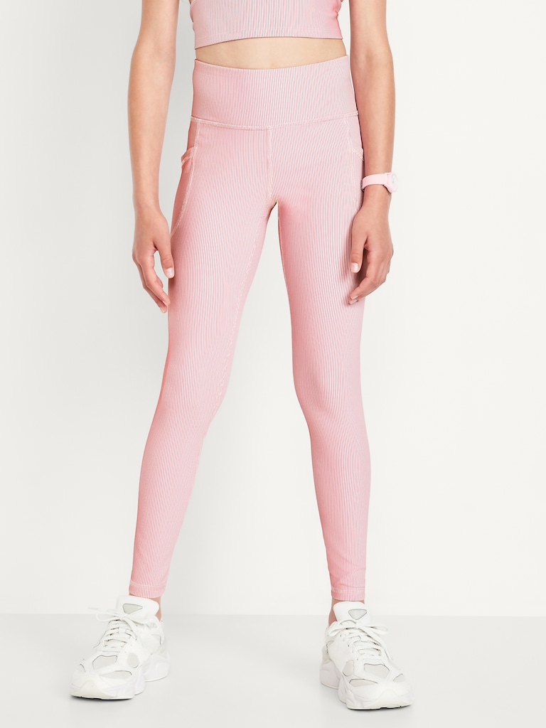 High-Waisted PowerSoft Ribbed Performance 7/8 Leggings for Girls