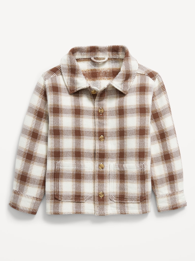 Long-Sleeve Plaid Flannel Pocket Shirt for Toddler Boys