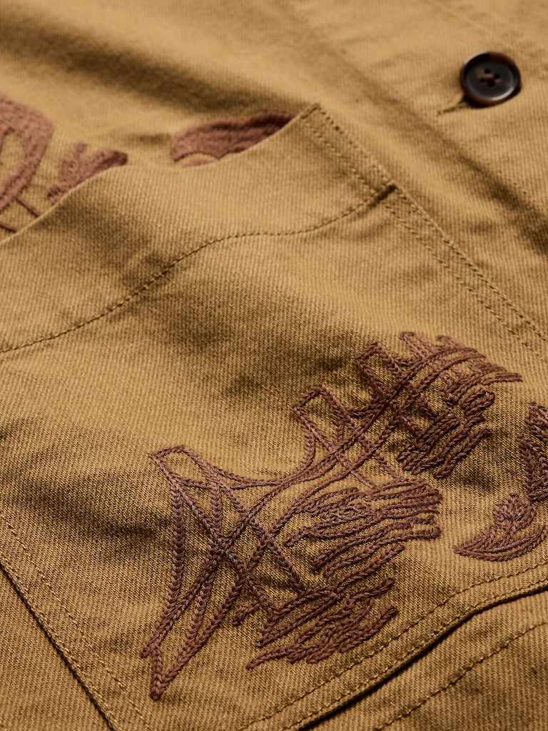 Embroidered Cotton Canvas Chore Coat