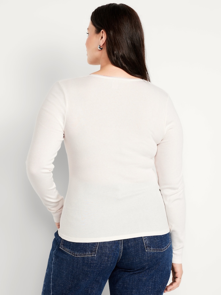 Long-Sleeve Square-Neck Top