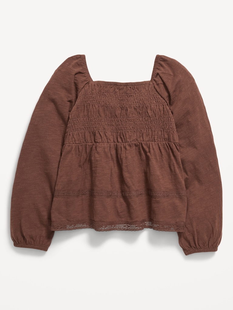 Long-Sleeve Smocked Top for Girls