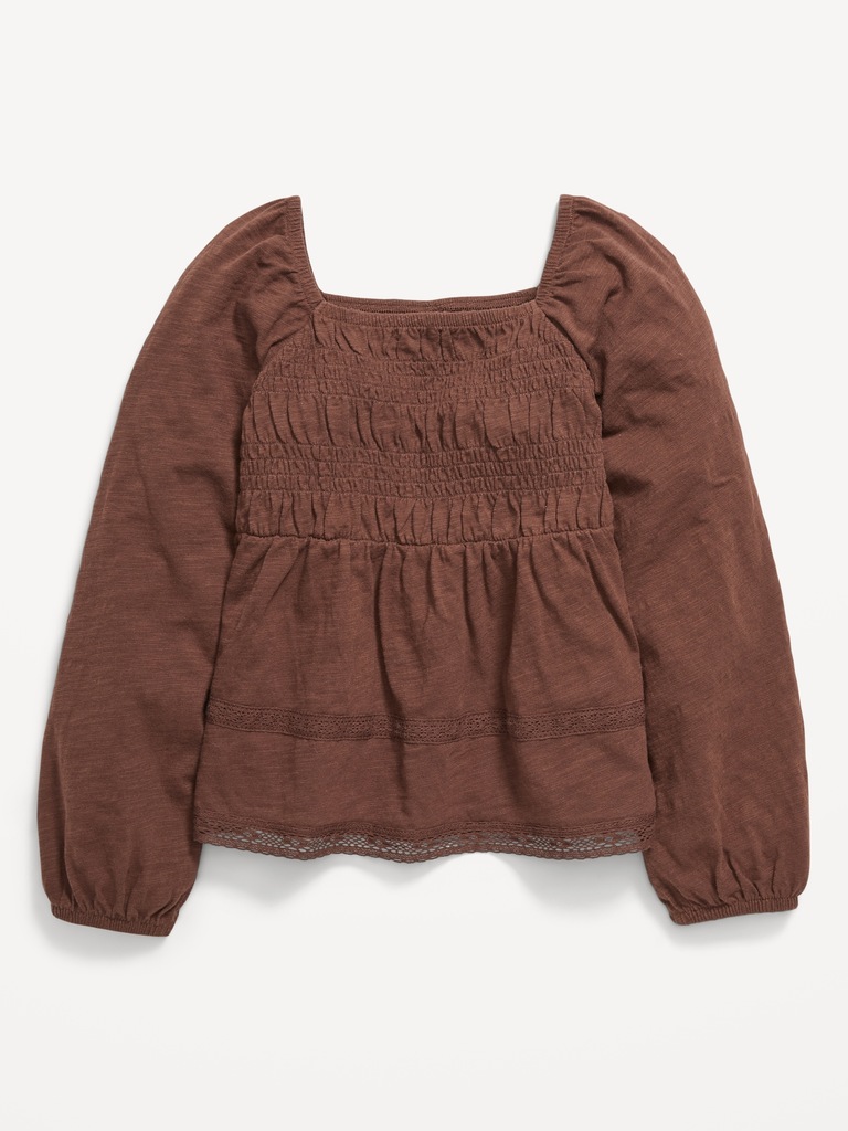 Long-Sleeve Smocked Top for Girls