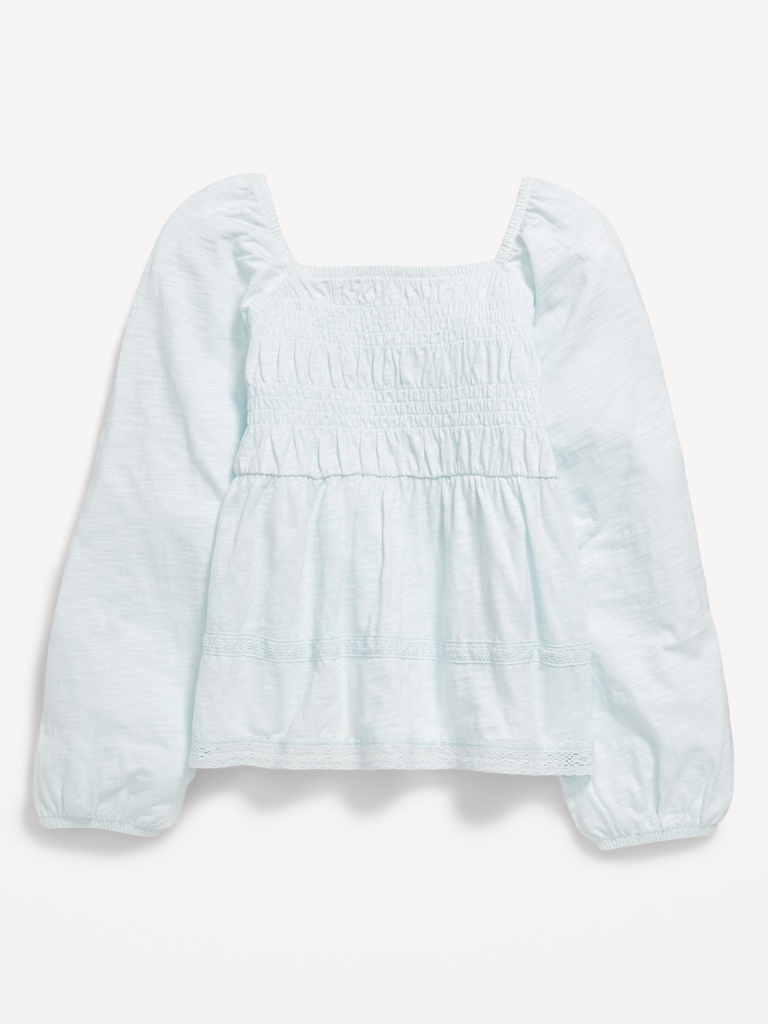 Long-Sleeve Smocked Top for Girls