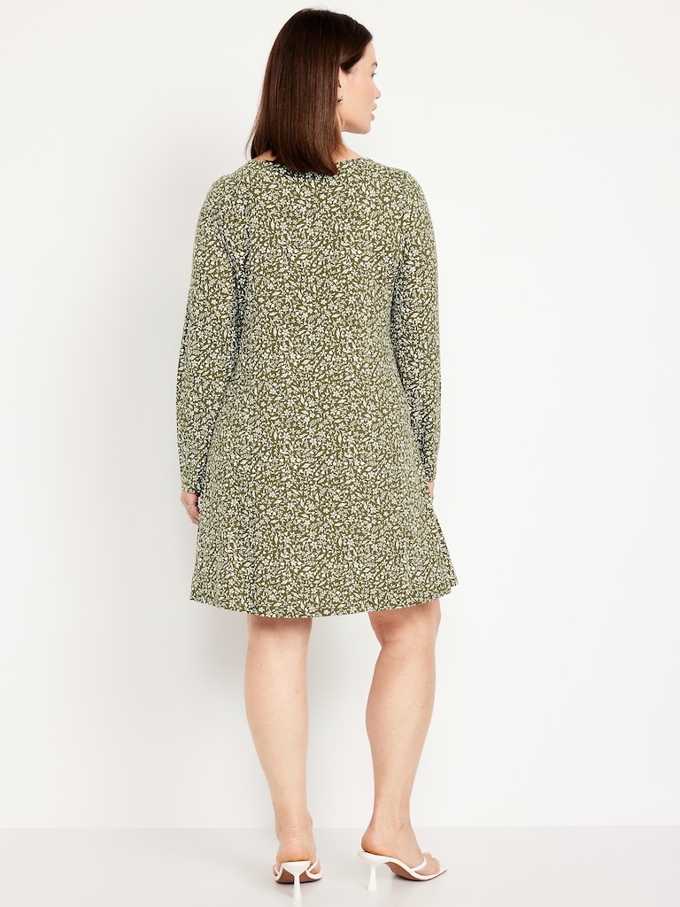 Long-Sleeve Mini Swing Dress