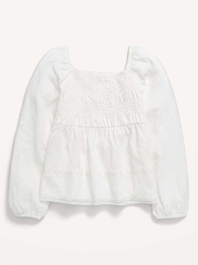 Long-Sleeve Smocked Top for Girls