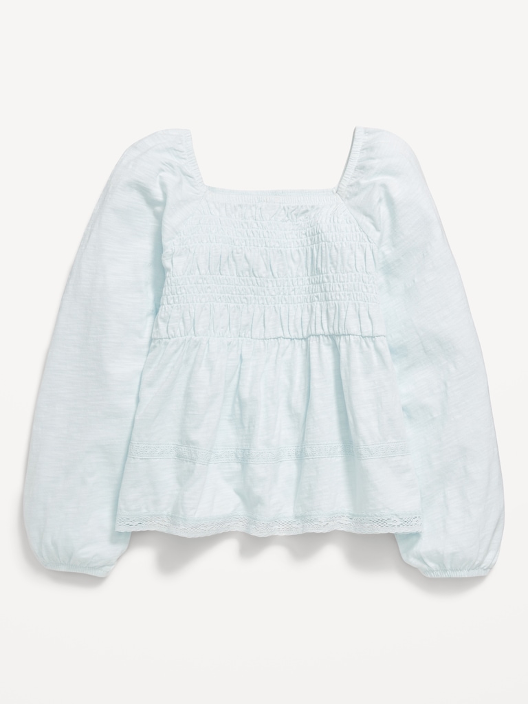 Long-Sleeve Smocked Top for Girls