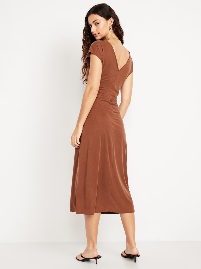 Fit & Flare Ruched Midi Dress