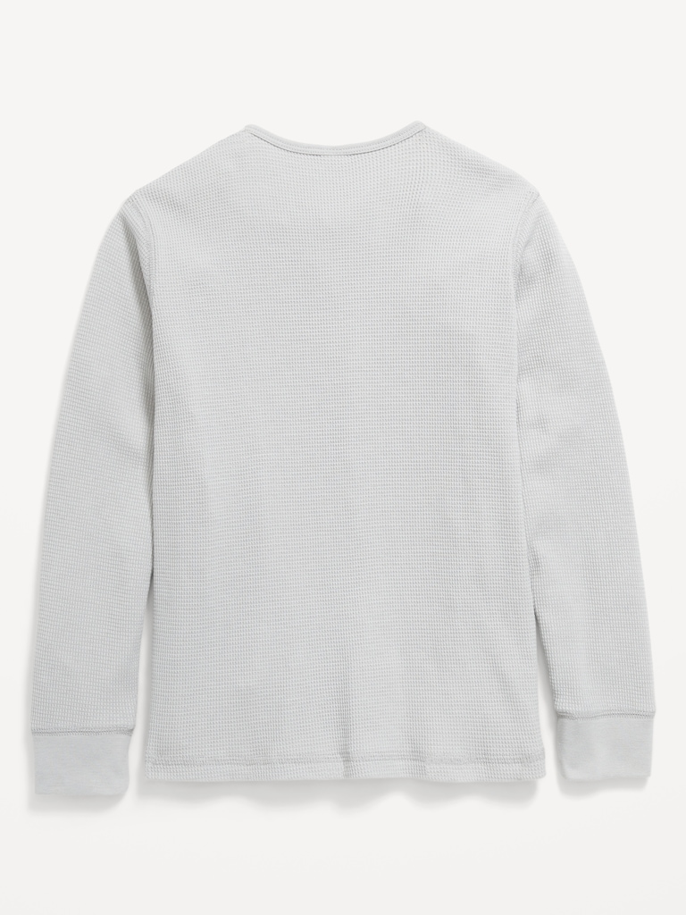 Long-Sleeve Henley Waffle-Knit T-Shirt for Boys