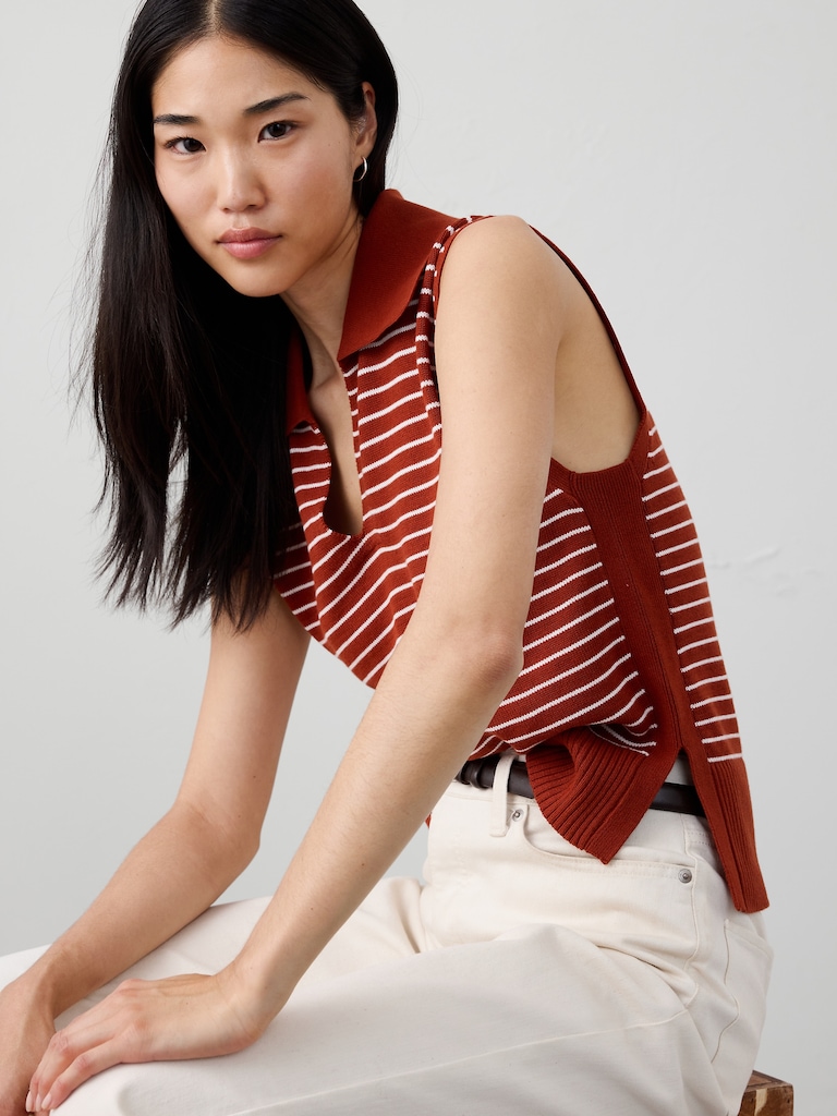 Striped Polo Sweater Tank