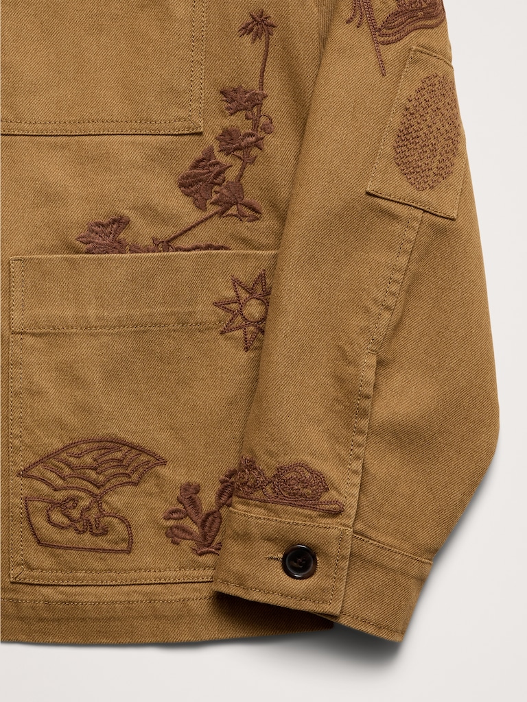 Embroidered Cotton Canvas Chore Coat