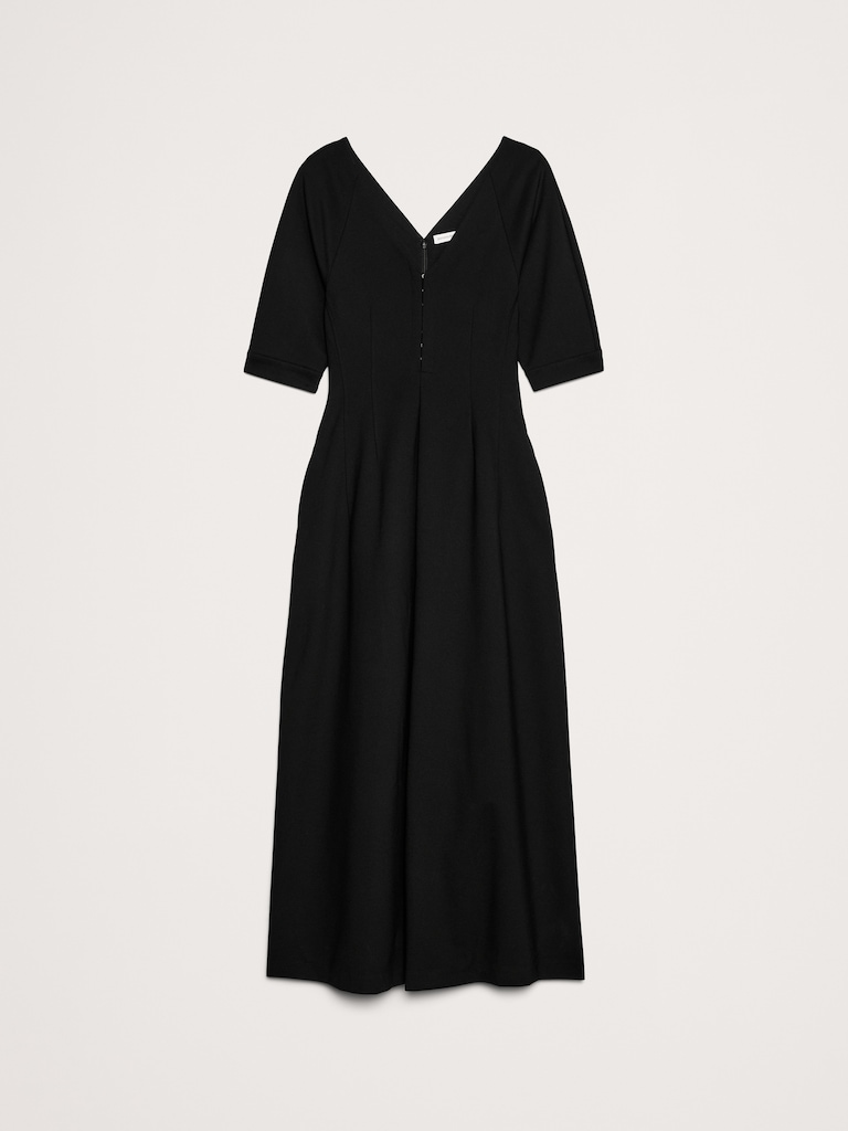 Ponte Puff-Sleeve Maxi Dress