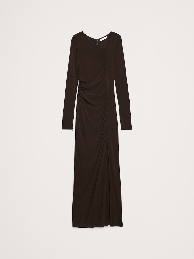 Matte Jersey Ruched Maxi Dress