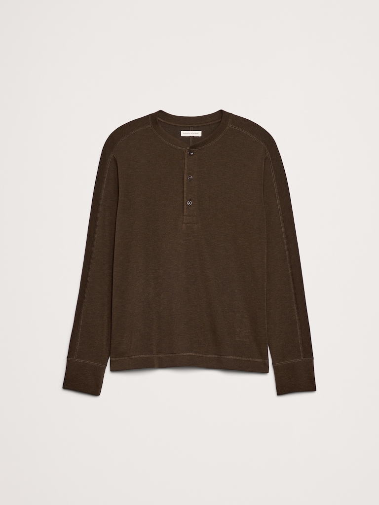 Slub Double-Knit Henley T-Shirt