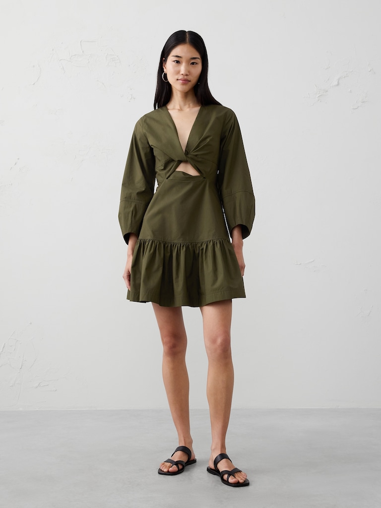 Poplin Twist Mini Dress