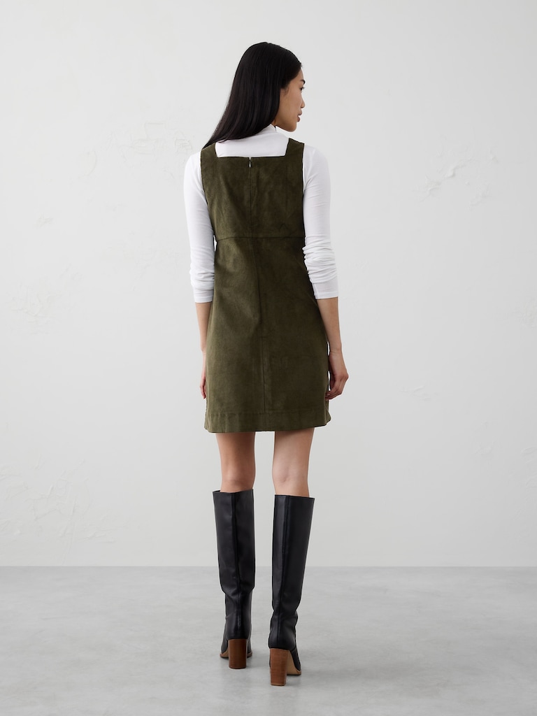 Corduroy Empire-Waist Mini Dress
