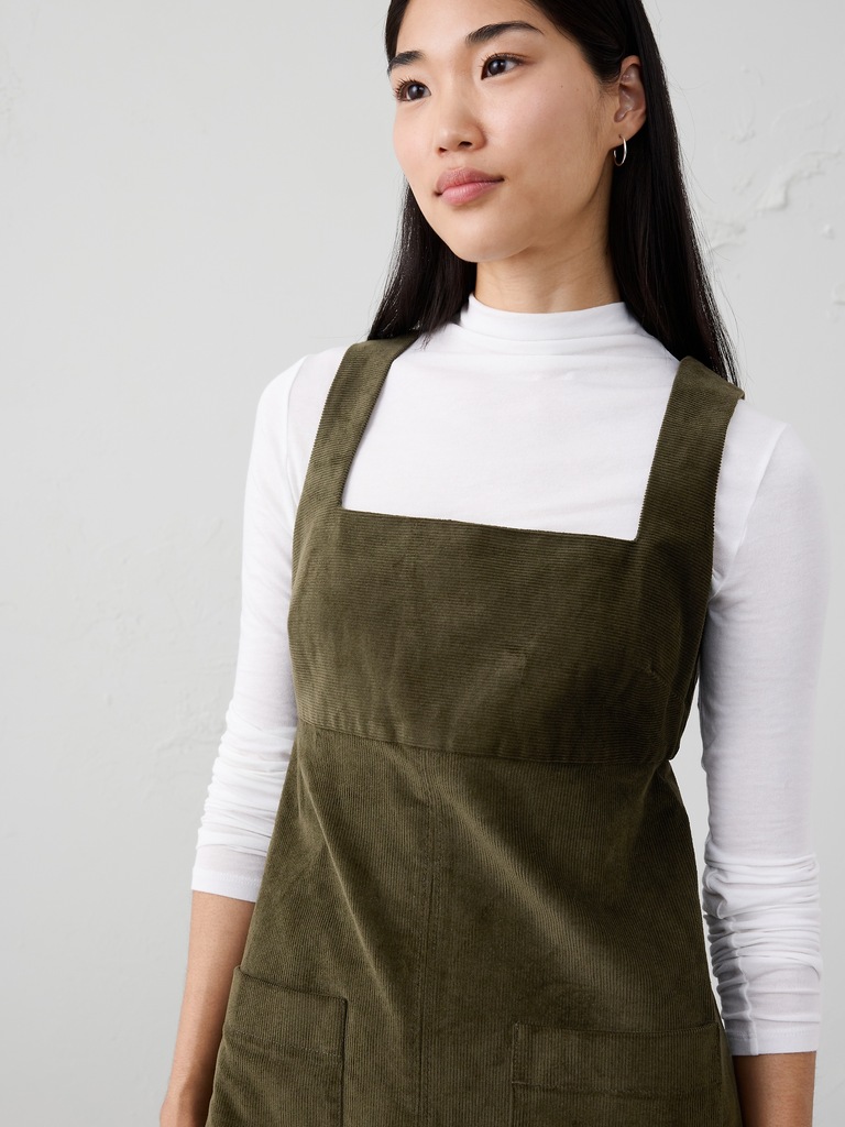 Corduroy Empire-Waist Mini Dress