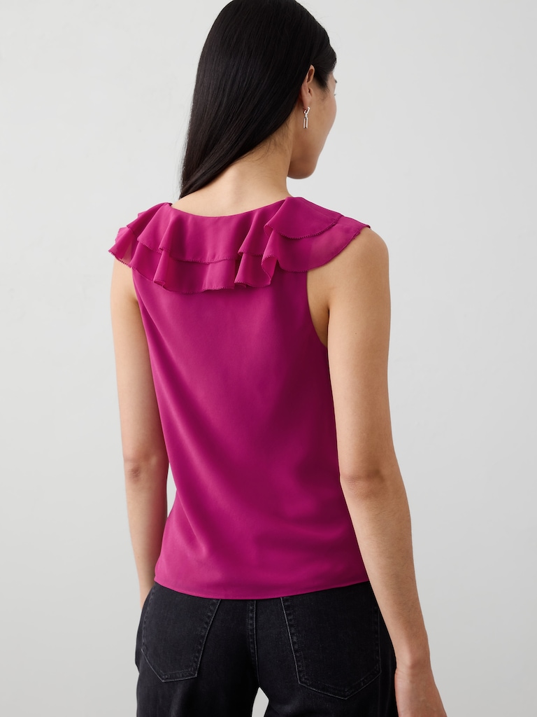 Ruffle V-Neck Chiffon Top