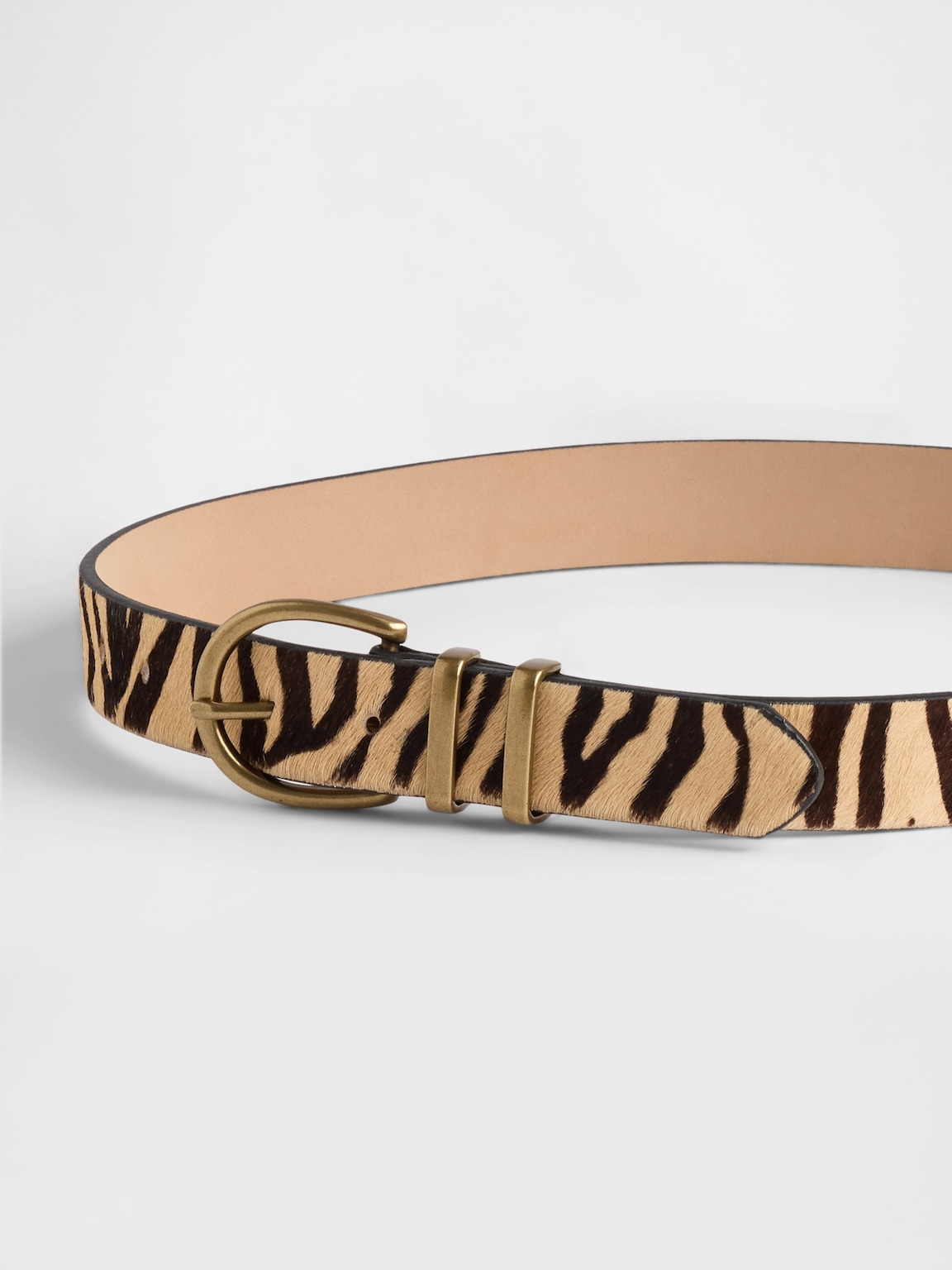 Tiger Print Calf Hair Belt
