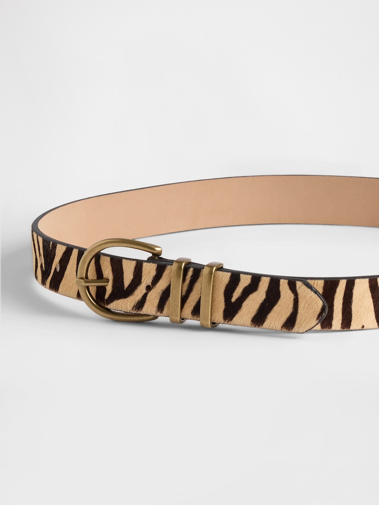Tiger Print Calf Hair Belt