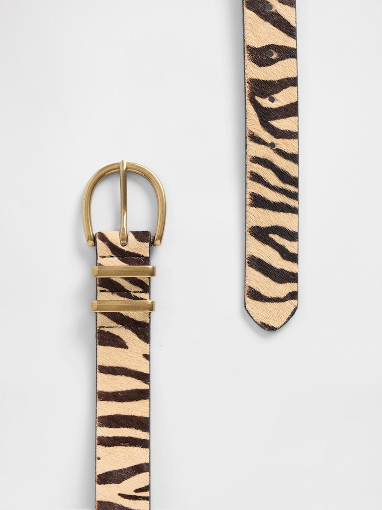 Tiger Print Calf Hair Belt