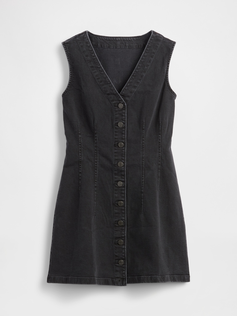 Denim V-Neck Mini Dress
