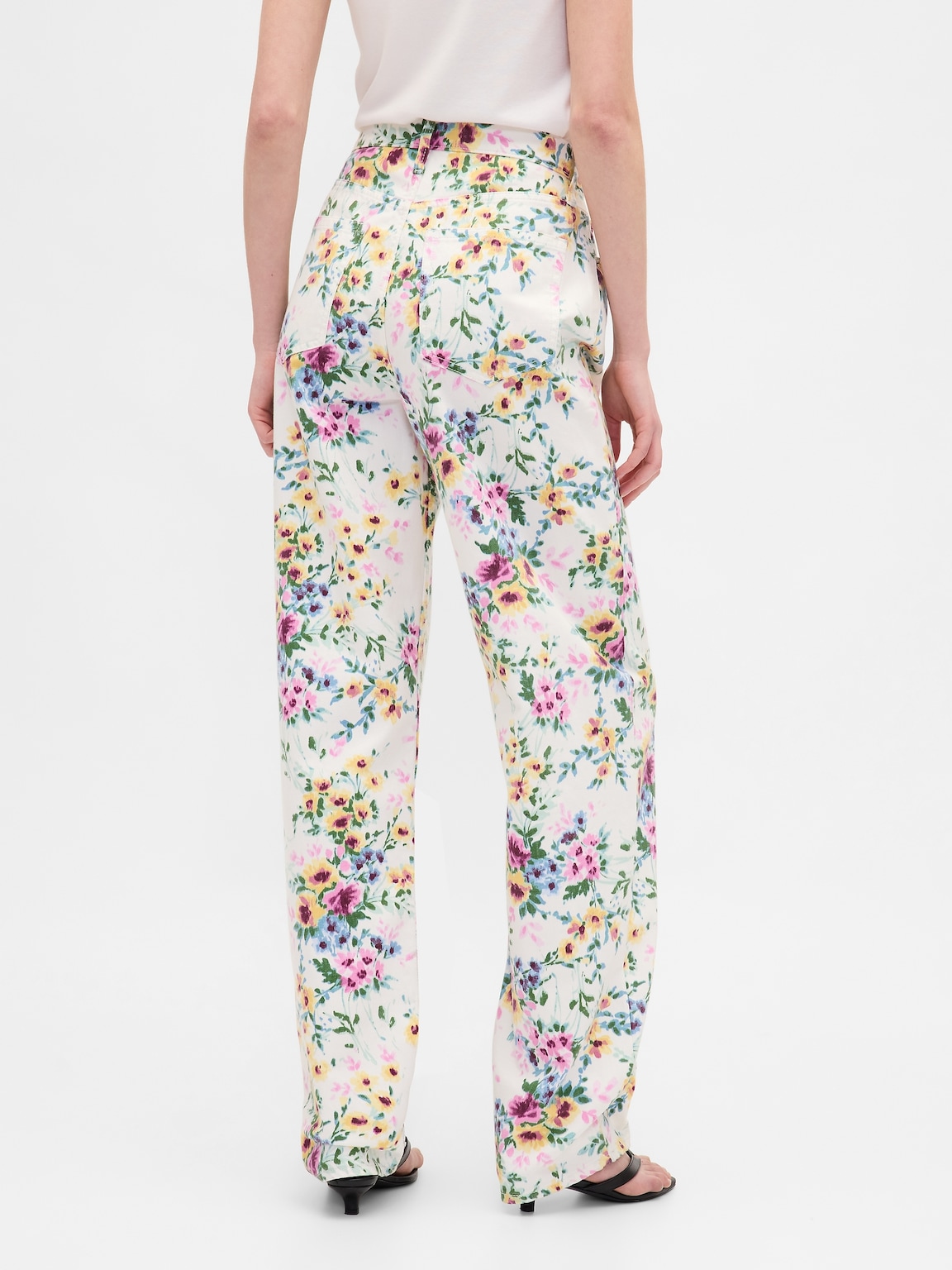 High Rise Floral Barrel Jeans