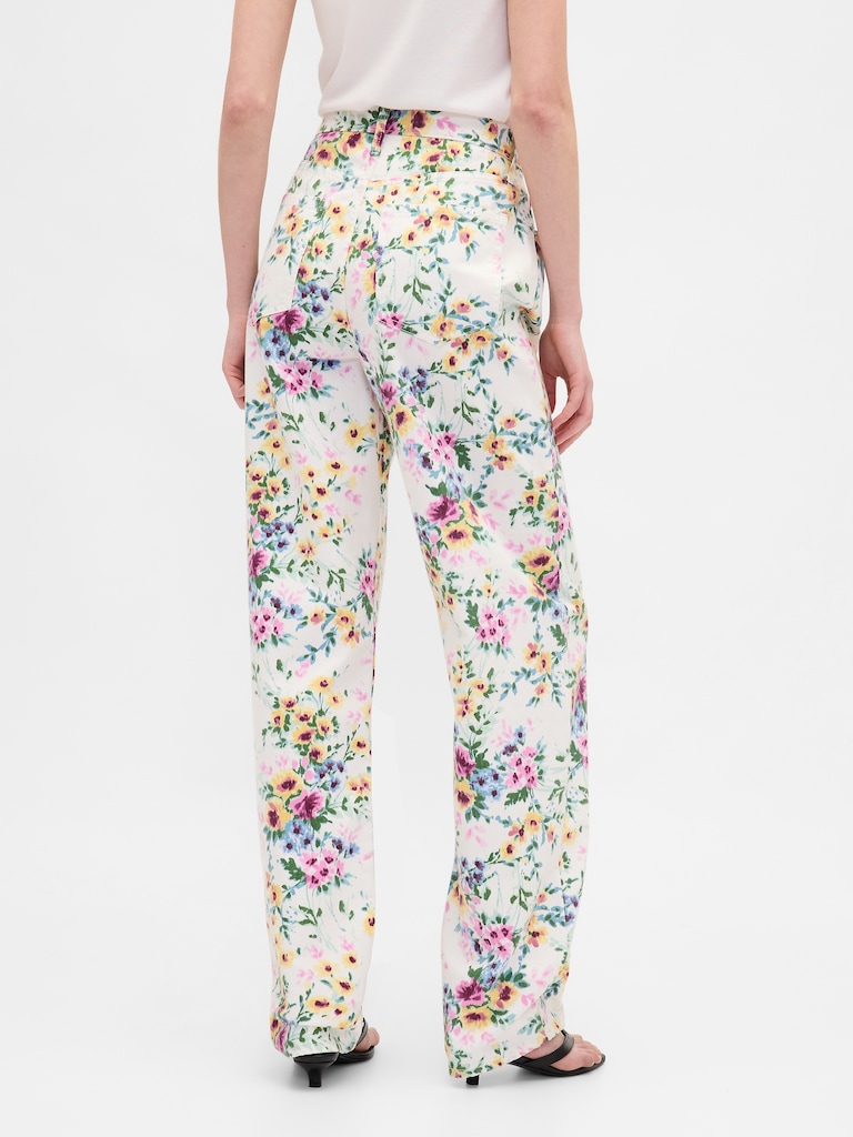 High Rise Floral Barrel Jeans